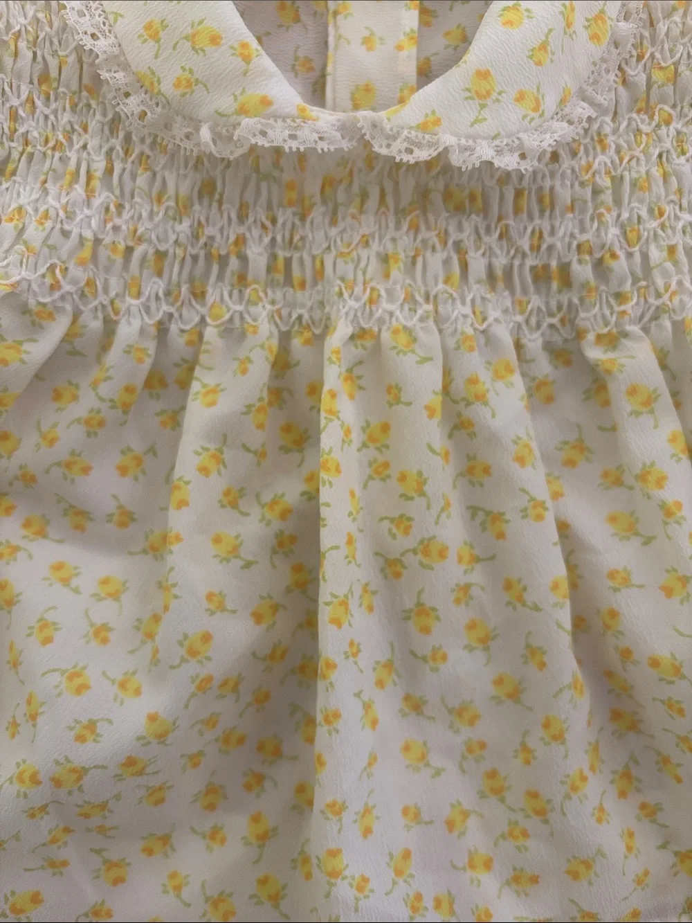 Vintage Baby Girls Yellow Floral Dress & Bloomers Set